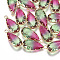 Two Tone Glass Pendants, with Brass Findings, Faceted, Teardrop, Golden, Colorful, 24x10.5x6mm, Hole: 1.5mm
