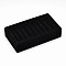 Cuboid Wood Jewelry Ring Display, Covered with Velvet, with Sponge, Black, 18x10x3.3cm