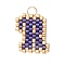 Handmade MIYUKI Seed Beads, Loom Pattern Letter Pendants, with 304 Stainless Steel Jump Rings, Letter R, 15x9x2mm, Hole: 2.5mm