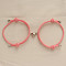 Alloy Heart-shaped Magnetic Braided Rope Bracelets for Couple Girlfriends, Hot Pink, 5-1/2~10-1/4 inch(14~26cm)