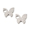 Eco-Friendly Brass Micro Pave Clear Cubic Zirconia Pendants, Long-Lasting Plated, Lead Free & Cadmium Free, Butterfly, Real Platinum Plated, 15.5x14x2mm, Hole: 4mm
