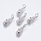 Brass Micro Pave Cubic Zirconia Pendants, Cadmium Free & Lead Free, Flip-Flops/Chancla, Real Platinum Plated, 15x6.5x4mm, Hole: 3mm