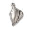 Non-Tarnish 304 Stainless Steel Pendants, Conch Charm, Stainless Steel Color, 21.5x12.5x5mm, Hole: 1.6mm