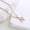 Stainless Steel Letter Pendant Necklaces for Women Men, Rose Gold, Letter N