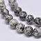 Natural Sesame Jasper/Kiwi Jasper Beads Strands, Round, Gray, 6mm, Hole: 1mm, about 62pcs/strand, 15 inch