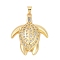 Brass Micro Pave Cubic Zirconia Pendants, Cadmium Free & Lead Free, Sea Turtle Charms, Real 18K Gold Plated, 35x28x7mm, Hole: 4.5x2.7mm