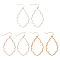 3 Pairs 3 Colors Alloy Dangle Earrings with Brass Pins, Hollow Twist Teardrop, Mixed Color, 56x29.5mm, 1 pair/color