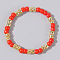 Glass Seed Beads Finger Rings for Women, Orange Red