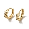KC Gold Plated Brass Micro Pave Cubic Zirconia Hoop Earring, Bowknot, 14.5x5mm