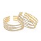 Iron Alloy Rhinestone Cuff Bangles, Open Bangles, End with Immovable Rhinestone, Light Gold, 3/4~1 inch(1.8~2.4cm), Inner Diameter: 2-1/8 inch(5.4cm)