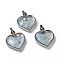 Glass Bottle Pendants, with Natural Aquamarine Chips and Platinum Plated Alloy Findings, Heart, 40x32.5x11mm, Hole: 8x5mm