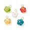 Handmade Bumpy Lampwork Pendants, with Golden Plated Iron Finding, Flower, Mixed Color, 20x15x8mm, Hole: 4mm