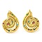 Snail 304 Stainless Steel Stud Earrings, with Colorful Rhinestone, Golden, 29.5x22mm