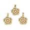 Rack Plating Real 18K Gold Plated Brass Pendants, with Cubic Zirconia, Long-Lasting Plated, Lead Free & Cadmium Free, Flower, Clear, 21.5x18.5x2.5mm, Hole: 3.5x5mm