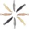 8Pcs 4 Colors 304 Stainless Steel Pendants, Ion Plating (IP), Feather, Mixed Color, 25.5x6x2.5mm, Hole: 2mm, 2pcs/color