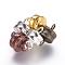 Brass Magnetic Clasps with Loops, Flat Round, Mixed Color, 11x7mm, Hole: 2mm