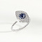 Brass Micro Pave Cubic Zirconia Rotating Cuff Rings for Women, for Calming Worry Meditation, Platinum, Evil Eye, Inner Diameter: 15~20mm