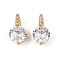 Brass Micro Pave Clear Cubic Zirconia Charms, Flat Round, Long-Lasting Plated, Nickel Free, Real 18K Gold Plated, 12x6.5x5mm, Hole: 3x2.5mm