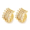 Brass Micro Pave Clear Cubic Zirconia Cuff Earrings, Round Ring, Real 18K Gold Plated, 16x11mm