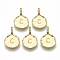 Alloy Pendants, Cadmium Free & Nickel Free & Lead Free, Flat Round with Letter, Real 18K Gold Plated, Letter.C, 17x11.5x1.5mm, Hole: 2.5mm