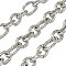 304 Stainless Steel Figaro Chains, Unwelded, with Spool, Textured, Stainless Steel Color, 22.5x14x3mm and 16x13x3mm