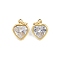 Brass Glass Charms, Heart Charms, with Jump Ring, Rack Plating, Long-Lasting Plated, Lead Free & Cadmium Free, Faceted, Real 18K Gold Plated, 12x9.5x4.5mm, Hole: 3.5mm