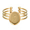 304 Stainless Steel Open Cuff Finger Ring Cabochon Settings, Oval, Golden, US Size 8 3/4(18.7mm), Tray: 8.2x10.2mm