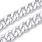 Aluminum Curb Chains, Diamond Cut Faceted Cuban Link Chains, Unwelded, Silver, 25.5x19.5x5mm