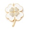 Brass Micro Pave Cubic Zirconia Pendants, with Enamel, Cadmium Free & Nickel Free & Lead Free, Clover Charms, White, 27x20x3mm, Hole: 1.4mm