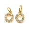 Brass Micro Pave Cubic Zirconia Pendants, Cadmium Free & Nickel Free & Lead Free, with Jump Ring, Letter O, 8.5x6x1.5mm, Hole: 3.6mm