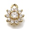 Rack Plating Brass Micro Pave Cubic Zirconia Charms, Cadmium Free & Nickel Free & Lead Free, Long-Lasting Plated, Flower, Real 14K Gold Plated, 9x8x3.5mm, Hole: 1.2mm