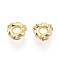 Brass Beads, with Crystal Rhinestone, Twisted Ring, Nickel Free, Real 18K Gold Plated, 6.5x6.5x2.5mm, Hole: 2mm