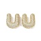 Brass Micro Pave Clear Cubic Zirconia Pendants, Cadmium Free & Nickel Free & Lead Free, Letter U, 24x24x7.5mm, hole: 3x2mm and 3.5x2mm