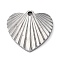 Non-Tarnish 304 Stainless Steel Pendants, Heart Charm, Stainless Steel Color, 17x18x2mm, Hole: 1.6mm