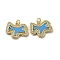 Brass Micro Pave Cubic Zirconia Pendants, Cadmium Free & Lead Free, with Synthetic Turquoise, Horse, Deep Sky Blue, 14x19x3mm