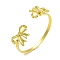Rack Plating Bowknot Brass Cuff Bangles for Women, Cadmium Free & Lead Free, Long-Lasting Plated, Real 18K Gold Plated, Inner Diameter: 2-3/8 inch(6.1cm)