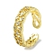 Brass with Cubic Zirconia Open Cuff Ring, Cadmium Free & Nickel Free & Lead Free, Hollow Rhombus, Real 18K Gold Plated, US Size 7 1/4(17.5mm)