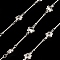 Brass Star Link Chains, with Clear Cubic Zirconia Beaded, Unwelded, with Spool, Silver, 12x7x3.5mm