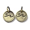 Tibetan Style Brass Pendants, Cadmium Free & Lead Free, Round with Sun, Antique Bronze, 12x11.5x1.5mm, Hole: 4mm