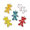 Alloy Enamel Pendants, Lead Free and Cadmium Free, Bear, Platinum, Mixed Color, about 27mm long, 17mm wide, 2mm thick, hole: 2mm