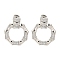 Rack Plating Polygon Brass Micro Pave Clear Cubic Zirconia Stud Earrings, Long-Lasting Plated, Lead Free & Cadmium Free, Platinum, 30x25mm