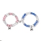 2Pcs 10mm Round Blue Cat Eye & Pink Cat Eye & Faceted Glass Beaded Stretch Bracelet Sets for Lover, Halloween Spider Alloy Charm Bracelets with Heart Magnetic Clasps for Women Men, Mixed Color, Inner Diameter: 2-3/8 inch(6.1cm) and 2 inch(5.1cm)
