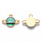Alloy Enamel Pendants, Planet, Universe Space Charms, Light Gold, Teal, 12x16.5x3mm, Hole: 1.6mm