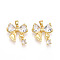 Brass Micro Pave Cubic Zirconia Pendants, Cadmium Free & Lead Free, Bowknot Charms, Real 18K Gold Plated, 17x16x5mm, Hole: 4.5x2.5mm
