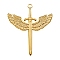 304 Stainless Steel Pendants, Sword with Wing Charm, Golden, 41x35mm