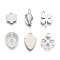 Non-Tarnish 201 Stainless Steel Charms, Laser Cut, Leaf & Clover, Stainless Steel Color, 9~14x6~11x0.5~1mm, Hole: 0.8~1.4mm, 6 patterns, 1 pattern/200pcs