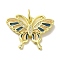 Brass Enamel Micro Pave Cubic Zirconia Pendants, Cadmium Free & Nickel Free & Lead Free, Real 18K Gold Plated Butterfly Charms, with Jump Ring, Steel Blue, 18x23.5x2.5mm, Hole: 4.2mm