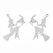 Non-Tarnish Halloween 201 Stainless Steel Pendants, Laser Cut, Witch with Cat, Stainless Steel Color, 40x36x1mm, Hole: 1.8mm