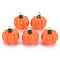 Autumn Theme Opaque Resin Pendants, with Platinum Tone Iron Loop, Pumpkin, Coral, 24.5x23.5mm, Hole: 2mm