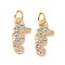 Brass Charms, with Micro Pave Cubic Zirconia and Jump Rings, Sea Horse, Clear, Golden, 11x6x1.2mm, Hole: 3.5mm